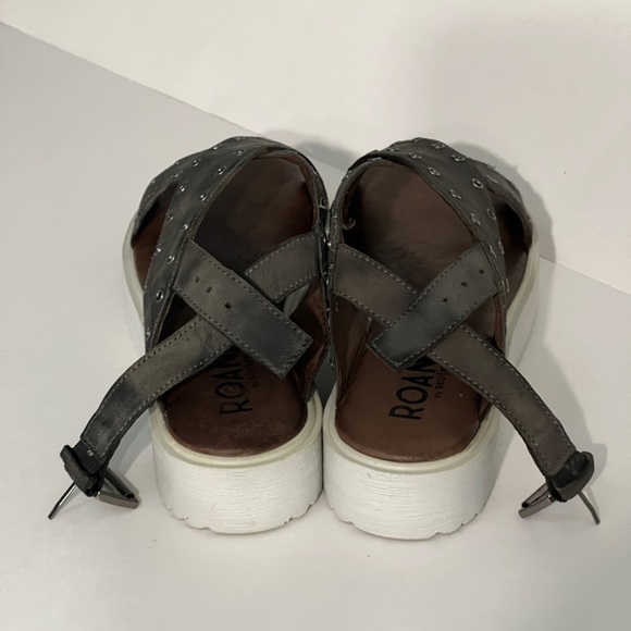 Bed Stu Roan Hali Platform Sandals, size 8.5. Grey Leather heel strap grommets - Picture 3 of 16